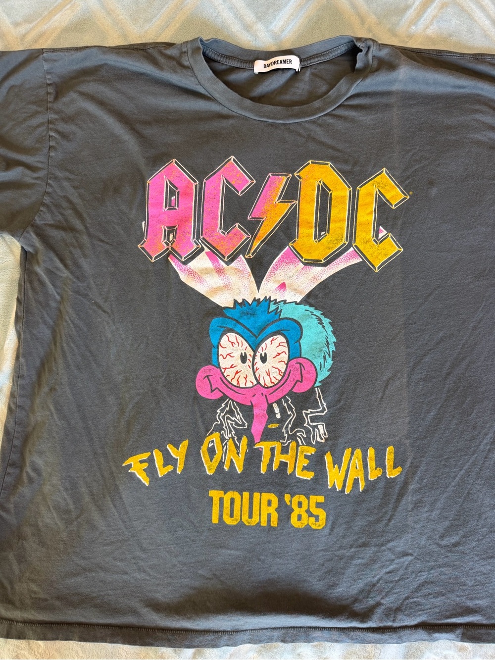 AC/DC Charcoal 'Fly on the Wall' Short Sleeve Graphic Tee